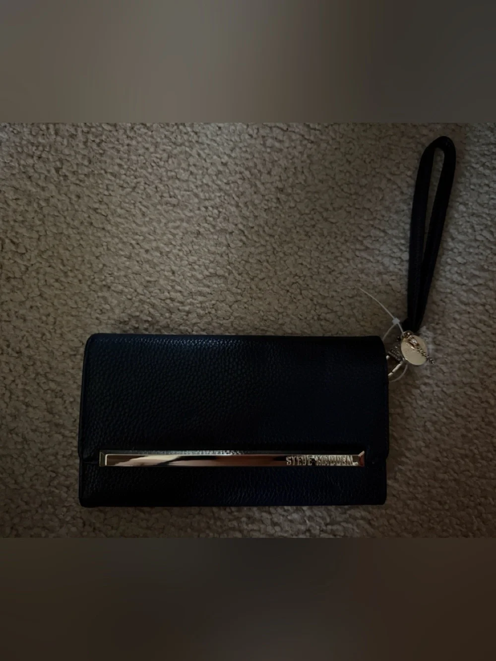Steve Madden Black Wristlet wallet with Gold Accent
